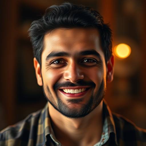 Headshot of Farid Khan, a smiling former music student.